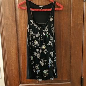 Express black floral with sequins tank, small